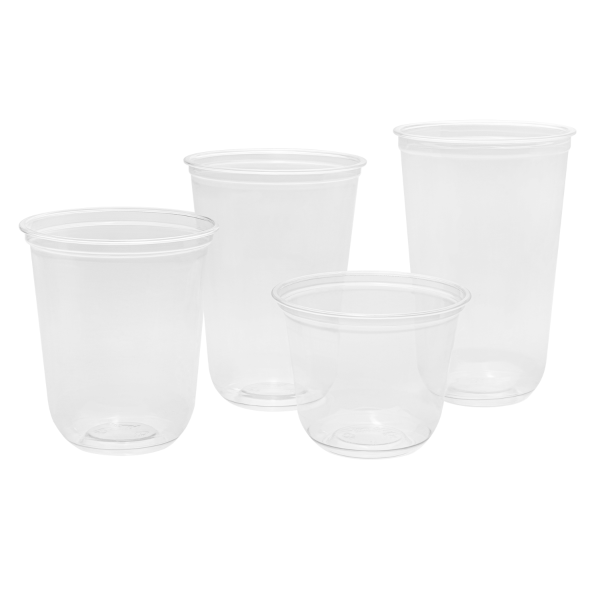 Clear U-Shape Karat PET Clear Cups in multiple sizes