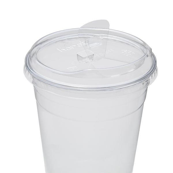 16oz Clear Plastic Pet Cup with Sip Through Strawless Lid Iced Drink  Disposable