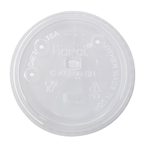 Clear Karat 90mm PET Plastic Strawless Sipper Lids