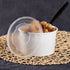 Karat 20oz PP Plastic Food Container Flat Lid beside bowl filled with chicken