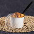 Karat 6/10oz PP Plastic Flat Lids for Paper and Gourmet Food Container with matching container, chicken, and a utensil