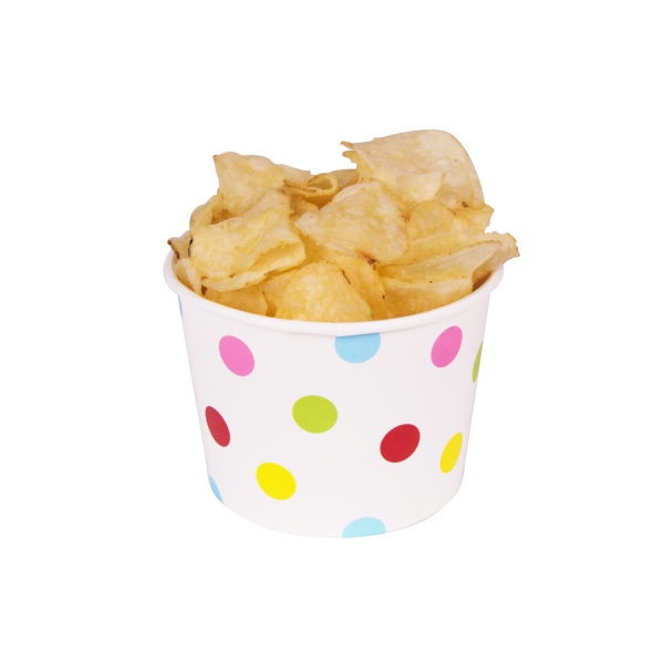 Dot print Karat 12oz Food Container with chips