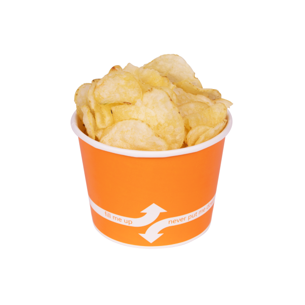 Orange Karat 12oz Food Container with chips