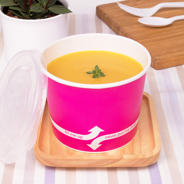 Pink Karat 16oz Food Containers with soup