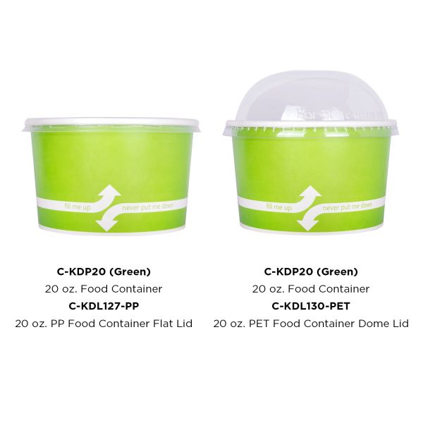 Karat 20oz Food Container with flat and dome lid