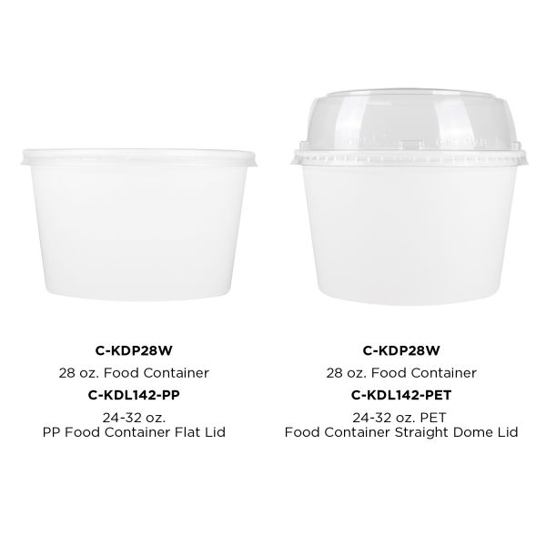 White Karat 28oz Food Containers with flat and dome lid