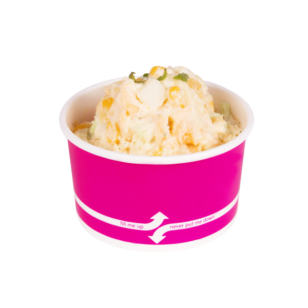 Pink Karat 5oz Food Containers with mashed potatoes