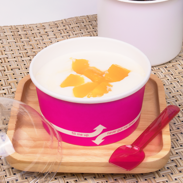 Pink Karat 6oz Food Containers with yogurt and fruit