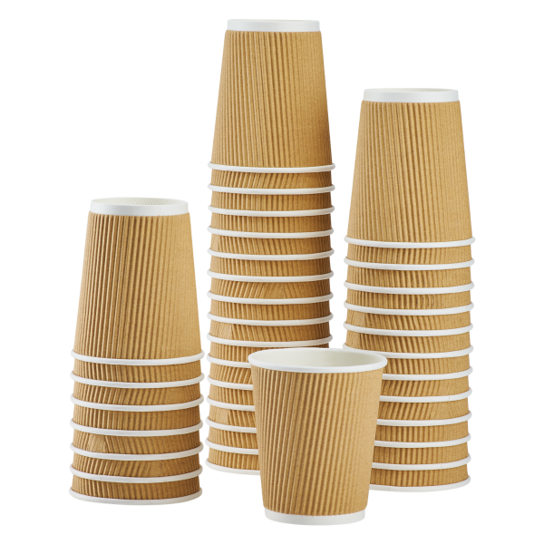 Kraft Karat 8oz Ripple Paper Hot Cups
