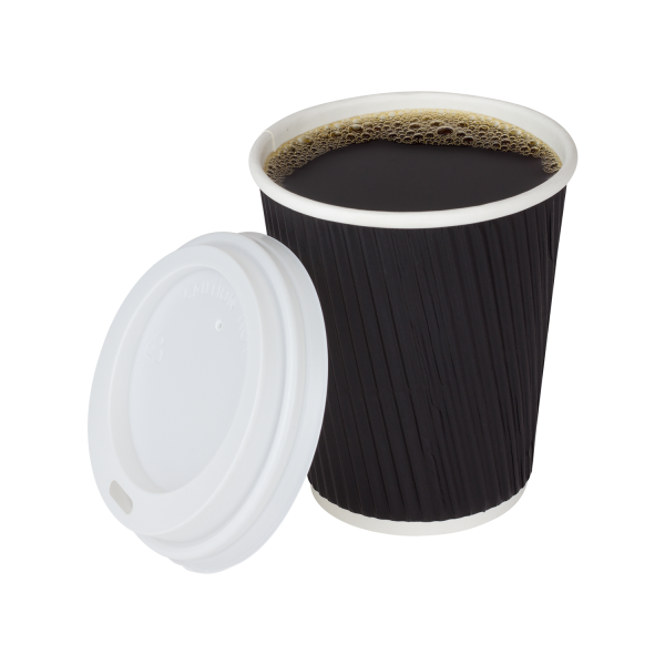 Karat 8oz Ripple Paper Hot Cups - Black (80mm)