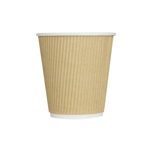 [500 ct] 10 oz Paper Coffee Cups | Ripple | 90 mm | Kraft – LollicupStore