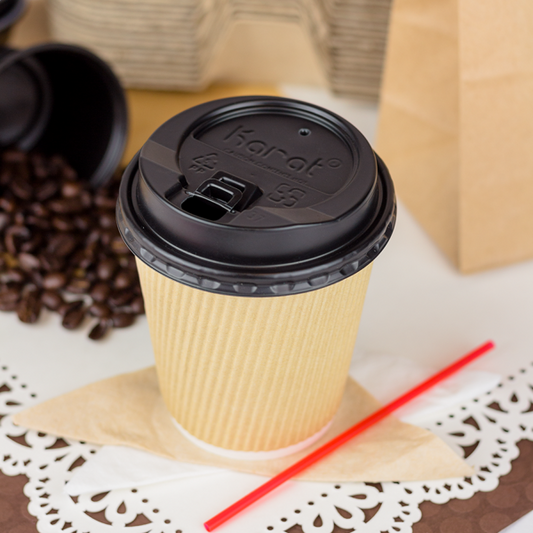 [500 ct] 10 oz Paper Coffee Cups | Ripple | 90 mm | Kraft – LollicupStore