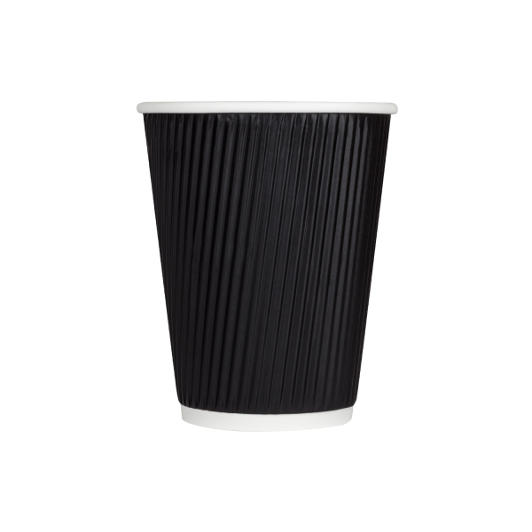 Karat 12oz Ripple Paper Hot Cups (90mm), Black - 500 pcs