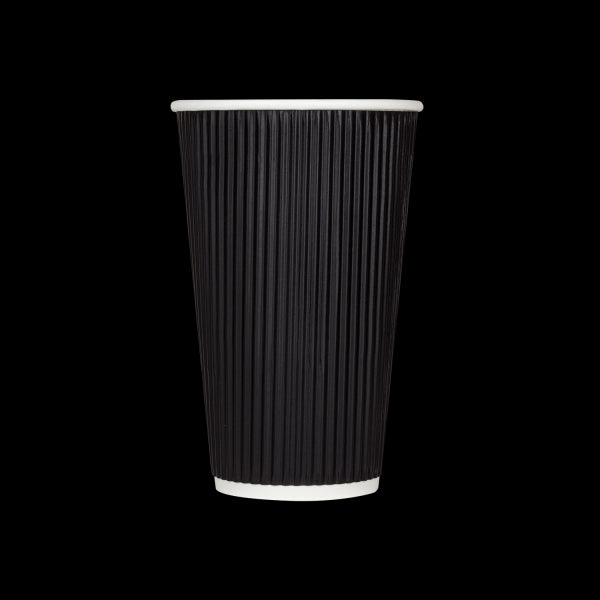 Black Karat 16oz Ripple Paper Hot Cups