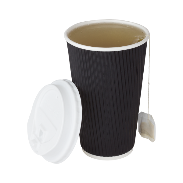 Black Karat 16oz Ripple Paper Hot Cups