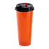 Black Karat 90mm Sipper Dome Lid for 16/24 oz Tall Premium PP Plastic Cup with matching cup and orange drink