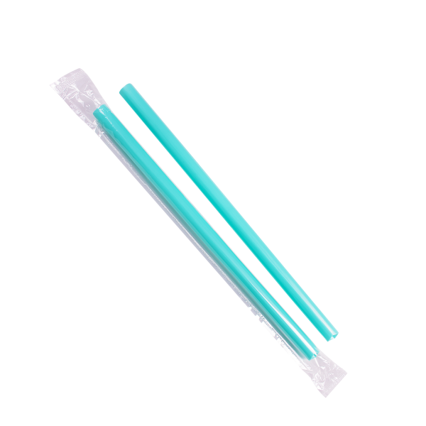 Aqua Karat 9'' Boba Straws (10mm) Poly Wrapped