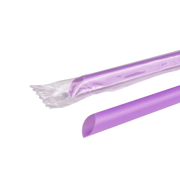 Karat 7.75'' Giant Straws (8mm) Poly Wrapped, Purple - 5,000 pcs