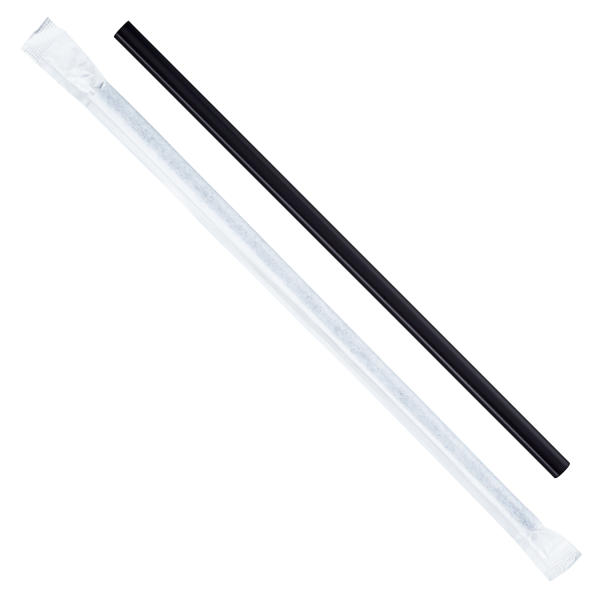 Black Karat 9'' Giant Straws (8mm) Paper Wrapped