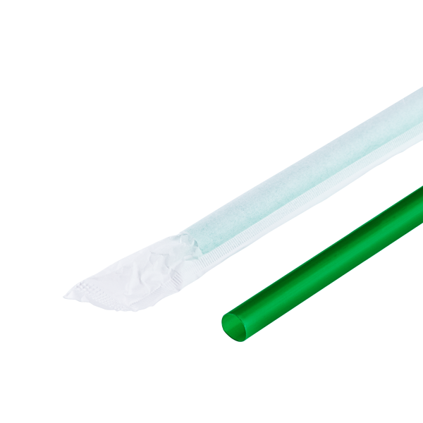 Green Karat 9'' Giant Straws (8mm) Paper Wrapped