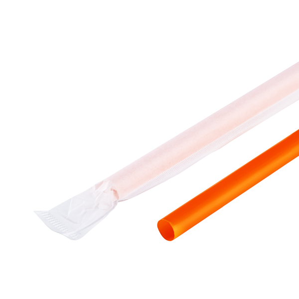 Orange Karat 9'' Giant Straws (8mm) Paper Wrapped