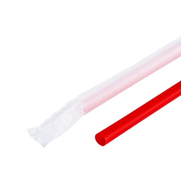 Red Karat 9'' Giant Straws (8mm) Paper Wrapped