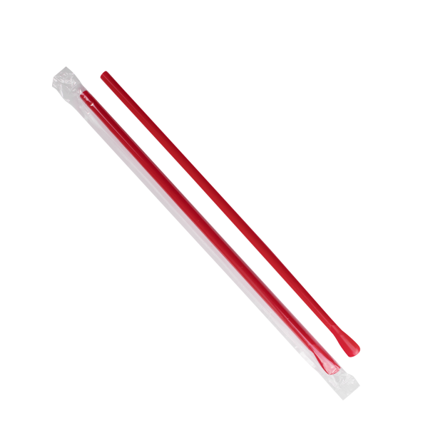 Red Karat 9.45'' Spoon Straws (6.5mm) Plastic Wrapped