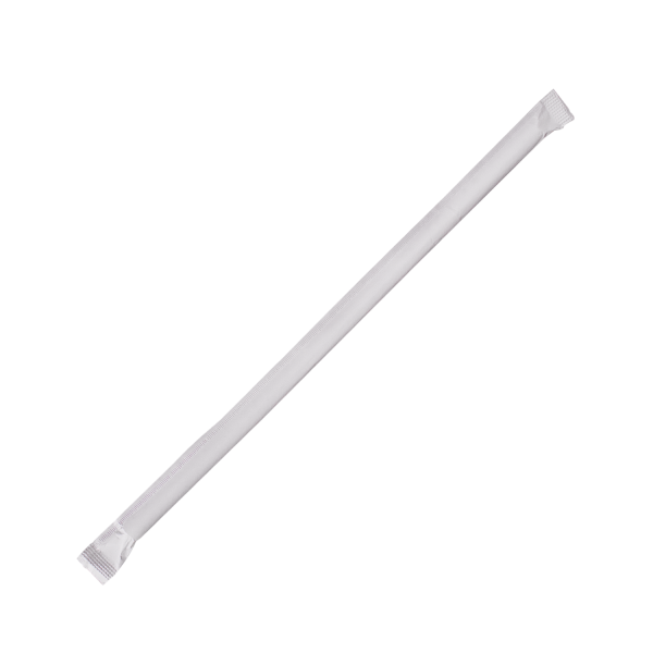 Plastic Straws 7.75'' Flexible Jumbo Straws (5mm) Wrapped in Paper - Clear  - 10,000 count