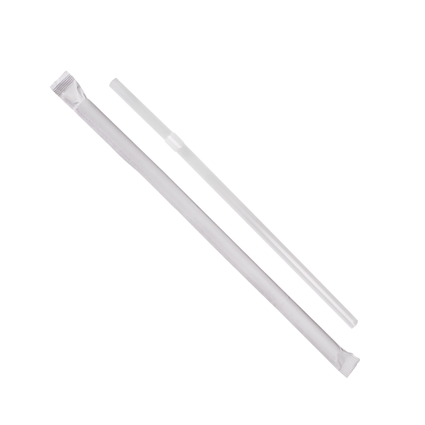 Plastic Straws 7.75'' Flexible Jumbo Straws (5mm) Wrapped in Paper - Clear  - 10,000 count