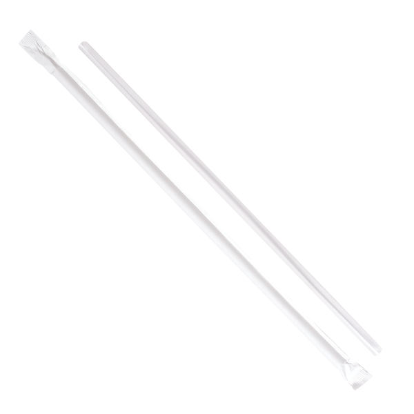 Plastic Straws 8.75 Jumbo Straws (5mm) Wrapped in Paper - Clear - 2,0