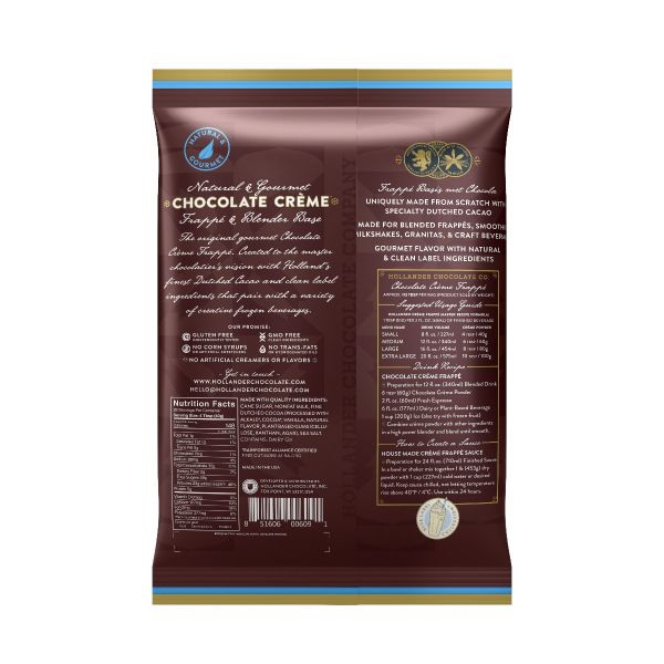 Hollander Chocolate Frappe Powder nutrition facts and directions