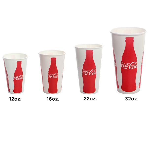 Coca Cola Print Karat Paper Cold Cups in multiple sizes