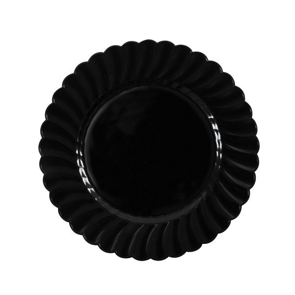 Black Karat 7" PS Plastic Scalloped Plate