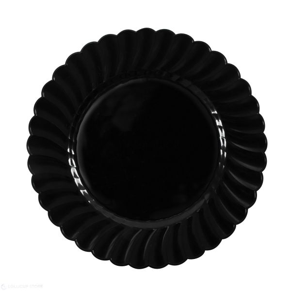 Black Karat 9" PS Plastic Scalloped Plate
