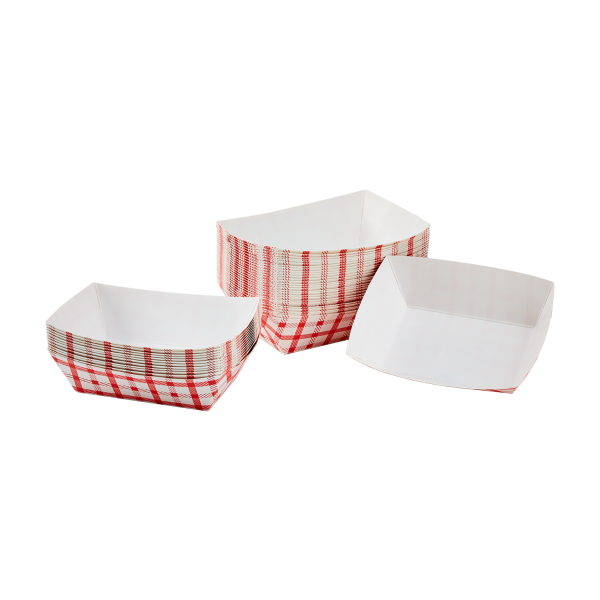 stack of Red and White Check Karat 0.5 lb Food Tray