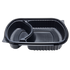 Karat 36 oz PP Plastic Microwaveable Black Take Out Box with 2 compartments 