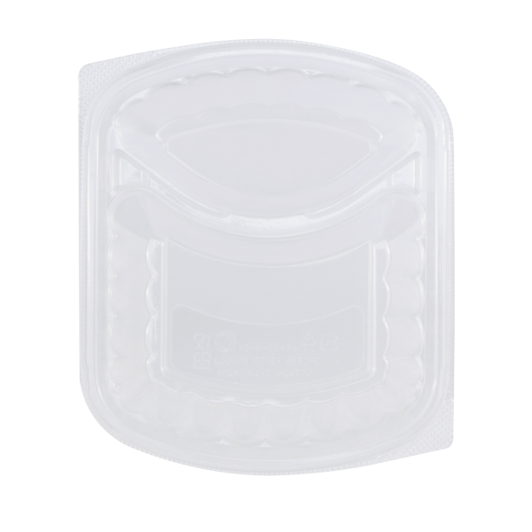 Karat OPS Lid for 36oz PP Plastic Microwaveable Black Take Out Box, 2 Compartments - 300 pcs