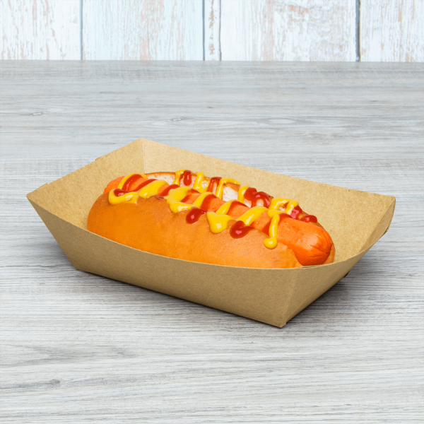 Kraft Karat 3.0 lb Food Tray with hot dog