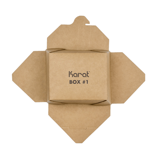 Food Container, #3, 76 fl oz., Kraft, Cardboard, Fold-To-Go, (200/Case)  Karat FP-FTG76K