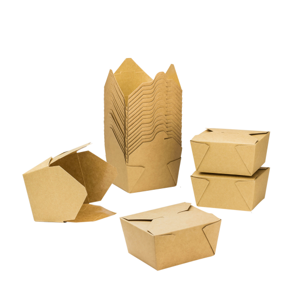 Karat 30 fl oz Fold-To-Go Box #1, Kraft - 450 Pcs
