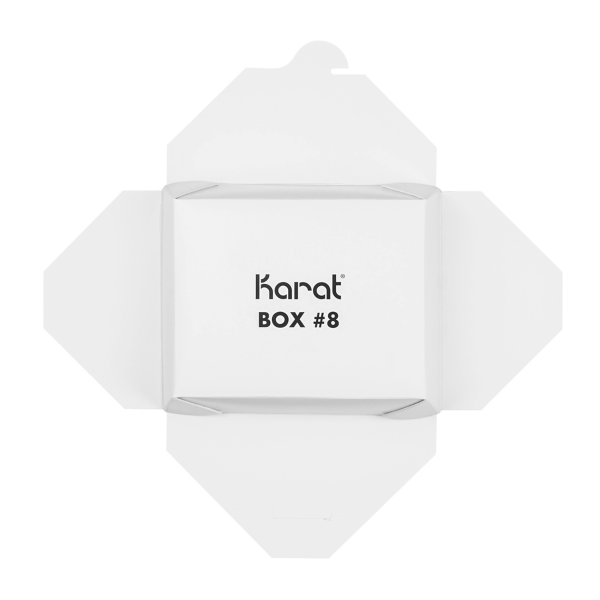 White Karat 48 fl oz Fold-To-Go Box open from below