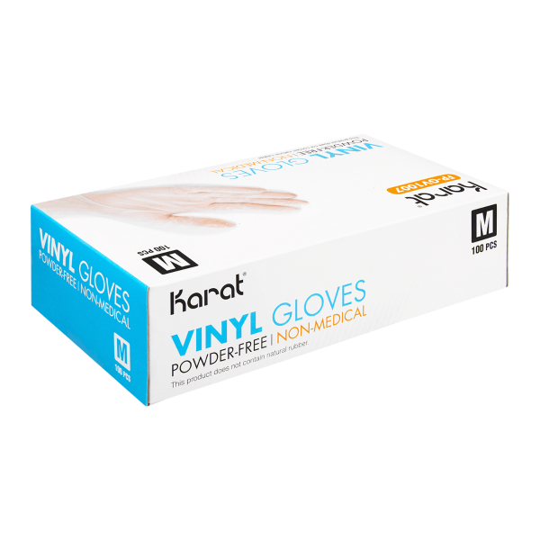 Karat Vinyl Powder-Free Gloves (Clear), Medium - 1,000 pcs
