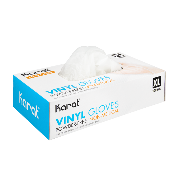 Karat Vinyl Powder-Free Gloves (Clear), X-Large - 1,000 pcs