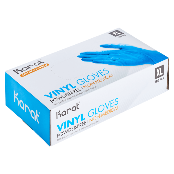 Karat Vinyl Powder-FREE Glove (Blue), X-Large - 1,000 pcs