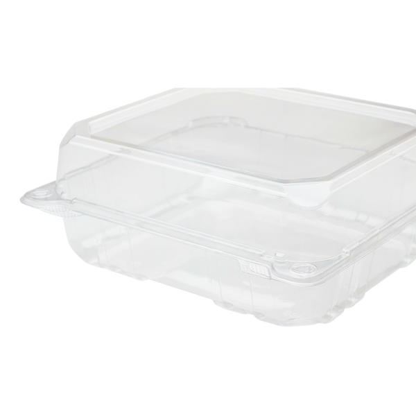 8''x8'' PET Plastic Hinged Containers - 250 pcs