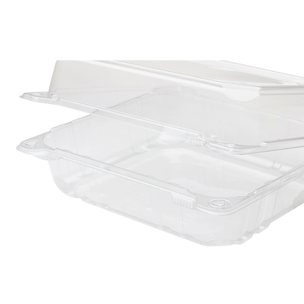 8 x 8 x 2 Recycled Plastic Hinged Lid 1 Compartment Takeout Container,  Clear, 200 ct.