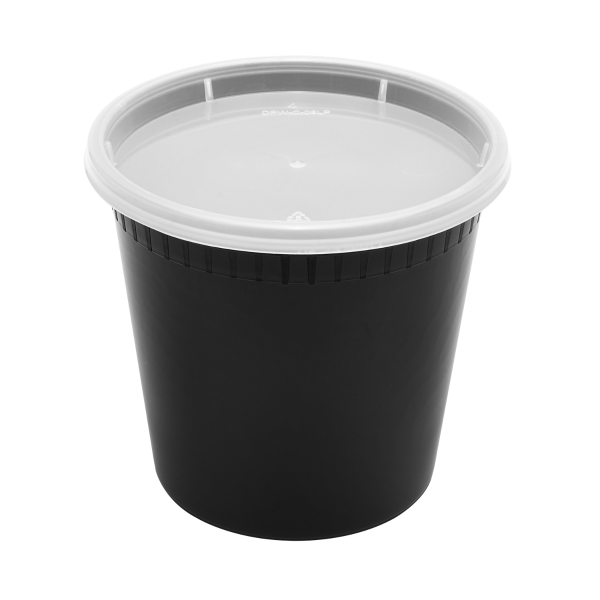 Karat 24 oz Black PP Injection Molded Round Deli Containers with Lids 