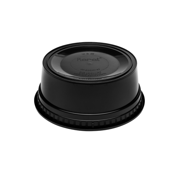 Karat 8 oz Black PP Injection Molded Round Deli Containers with Lids - 240 Sets