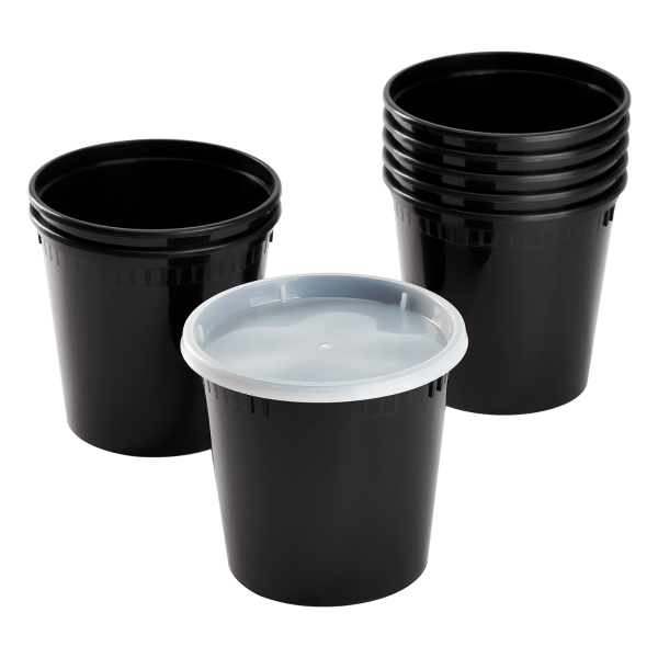 Karat 24 oz Black PP Injection Molded Round Deli Containers with Lids 