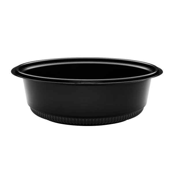 Black Karat 48 oz PP Round Microwaveable Container side view